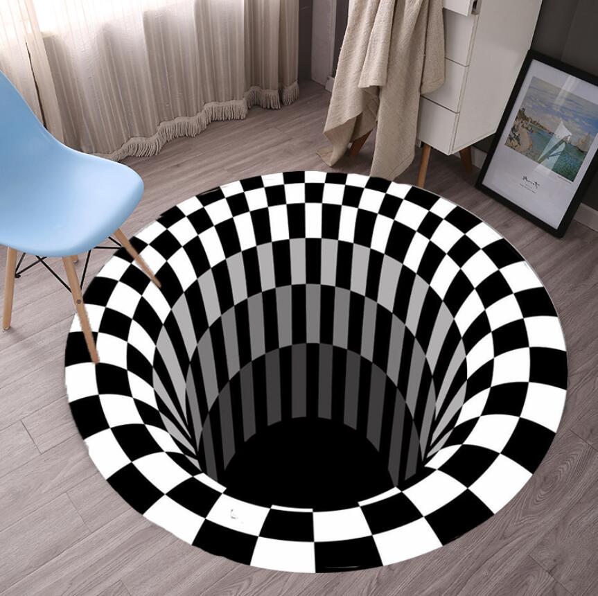 Commercial Fabric Printing Machine - Tapis de Chambre Géométrique, Noir et